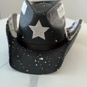 Black Rhinestone Star Cowboy Hat, Festival Cowgirl Hat