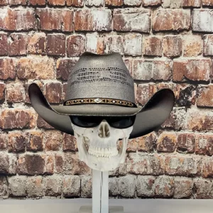 Bull-Hide Bangora Gray & Black Straw Cowboy Hat