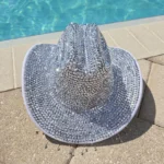 Rhinestone Cowboy Hat with Fringes Festival Disco cowgirl hat